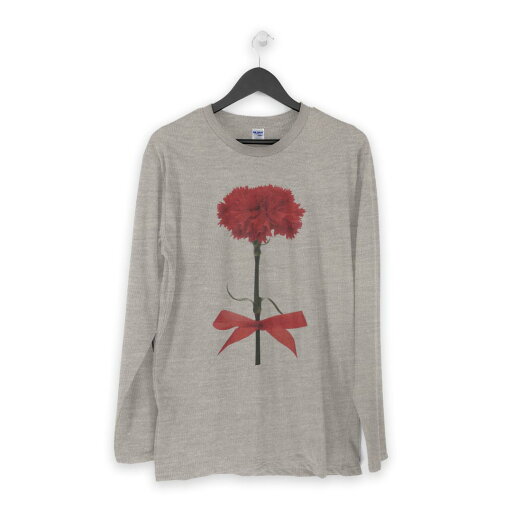ロング tシャツ メンズ 長袖 ホワイト グレー デザイン XS S M L XL 2XL Tシャツ ティーシャツ T shirt long sleeve 012929 母の日 カーネーション 花