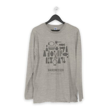 ロング tシャツ メンズ 長袖 ホワイト グレー デザイン XS S M L XL 2XL Tシャツ ティーシャツ T shirt long sleeve 013252 モノトーン　美容室　シルエット