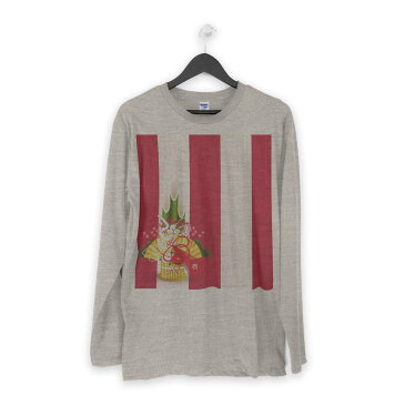 ロング tシャツ メンズ 長袖 ホワイト グレー デザイン XS S M L XL 2XL Tシャツ ティーシャツ T shirt long sleeve 013628 お正月 紅白 門松