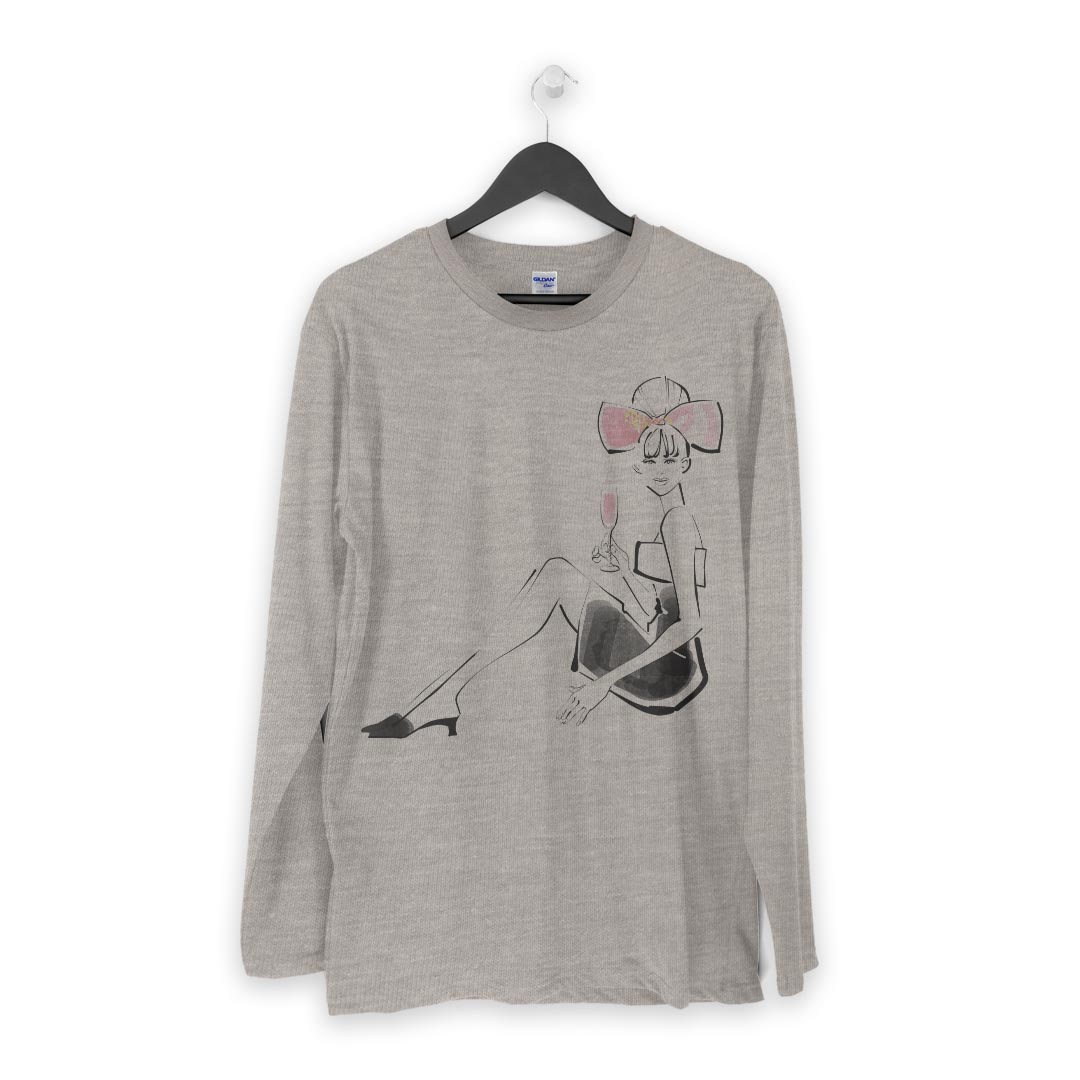 ロング tシャツ メンズ 長袖 ホワイト グレー デザイン XS S M L XL 2XL Tシャツ ティーシャツ T shirt long sleeve 013715 ガーリー　人物　リボン kabekore-10543327 kabeコレ サンプル画像3