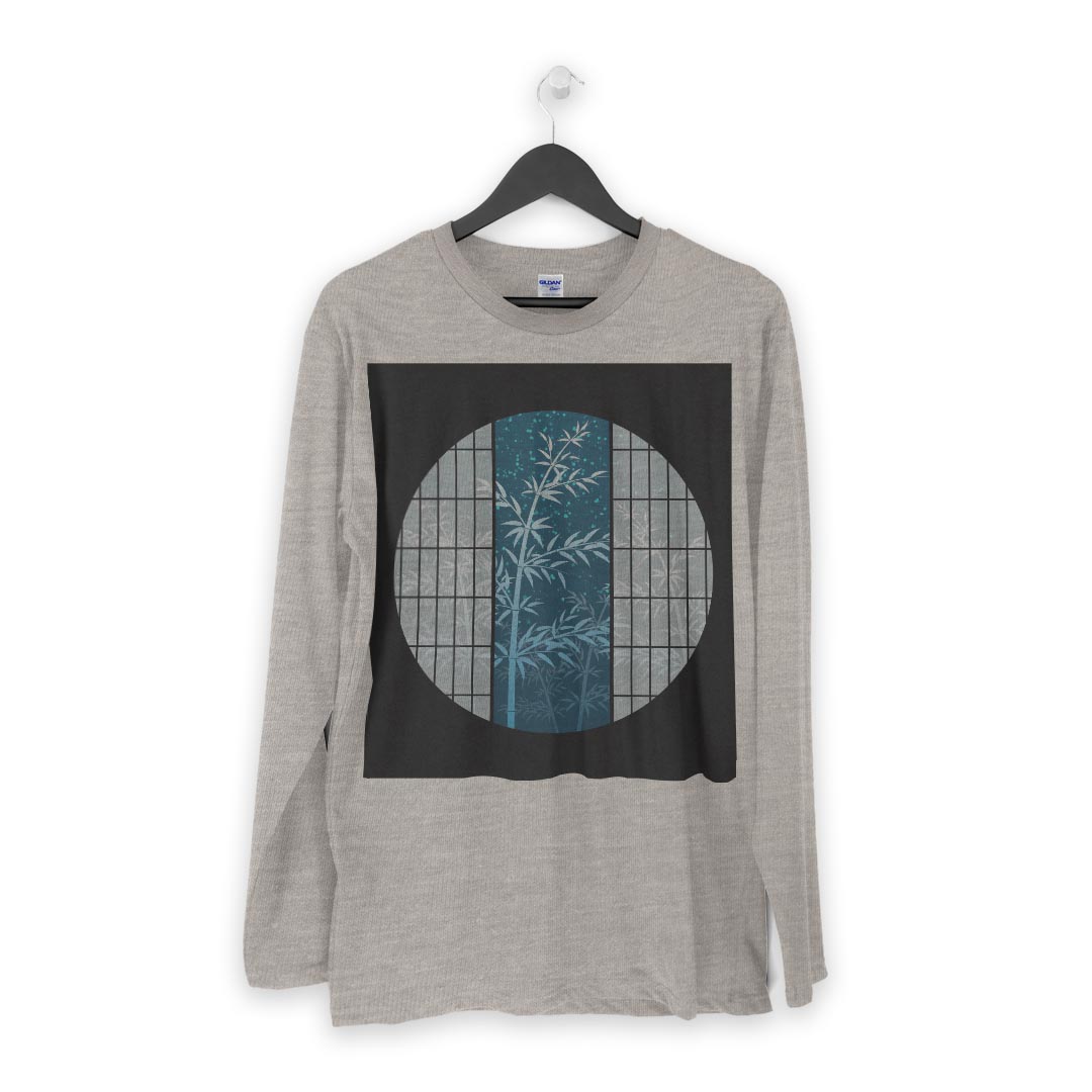 ロング tシャツ メンズ 長袖 ホワイト グレー デザイン XS S M L XL 2XL Tシャツ ティーシャツ T shirt long sleeve 013790 七夕　短冊