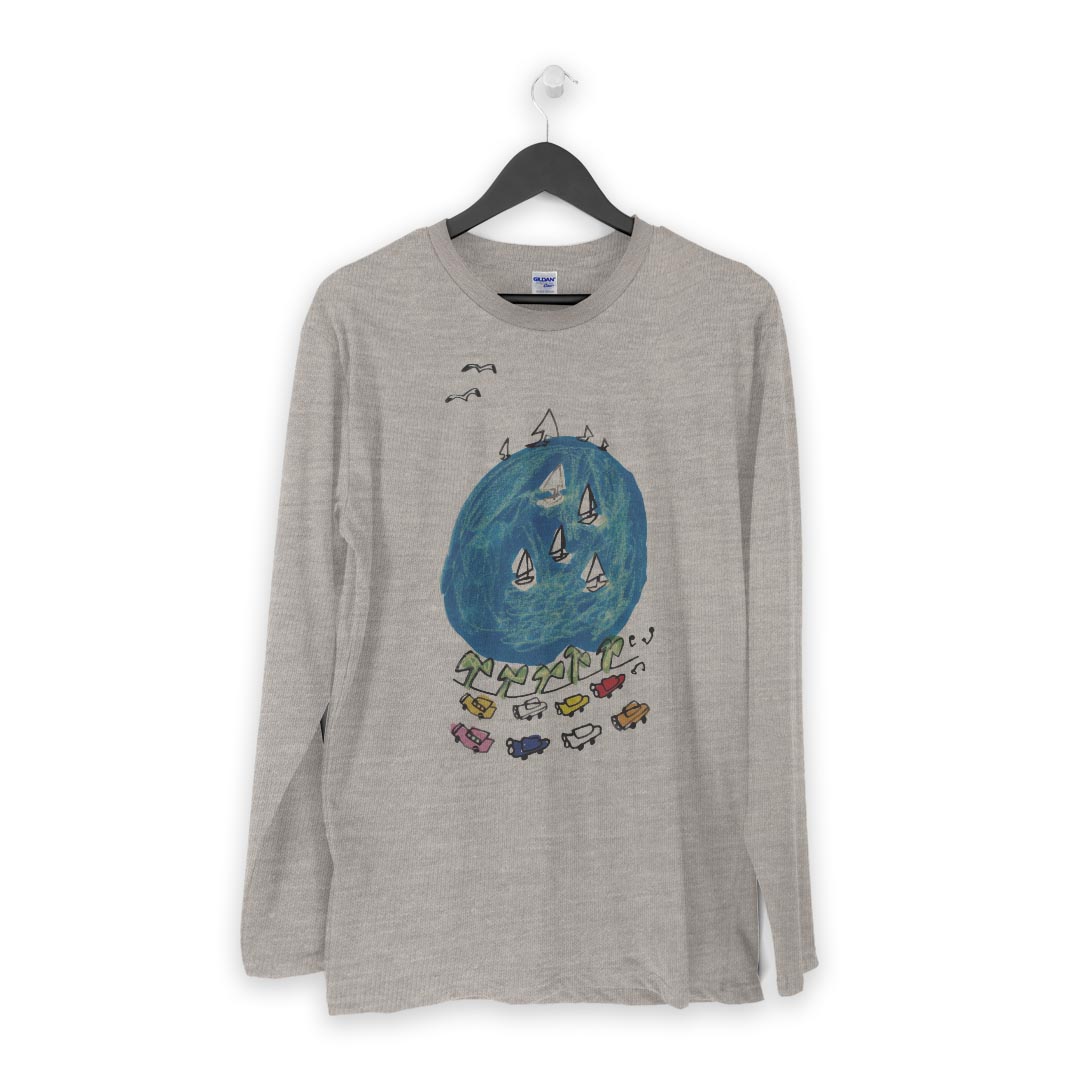 ロング tシャツ メンズ 長袖 ホワイト グレー デザイン XS S M L XL 2XL Tシャツ ティーシャツ T shirt long sleeve 014329 海　ヨット　イラスト