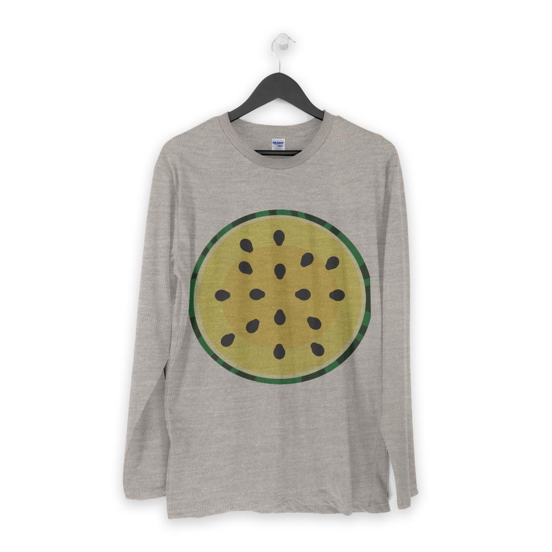 ロング tシャツ メンズ 長袖 ホワイト グレー デザイン XS S M L XL 2XL Tシャツ ティーシャツ T shirt long sleeve 014412 スイカ　黄色　夏