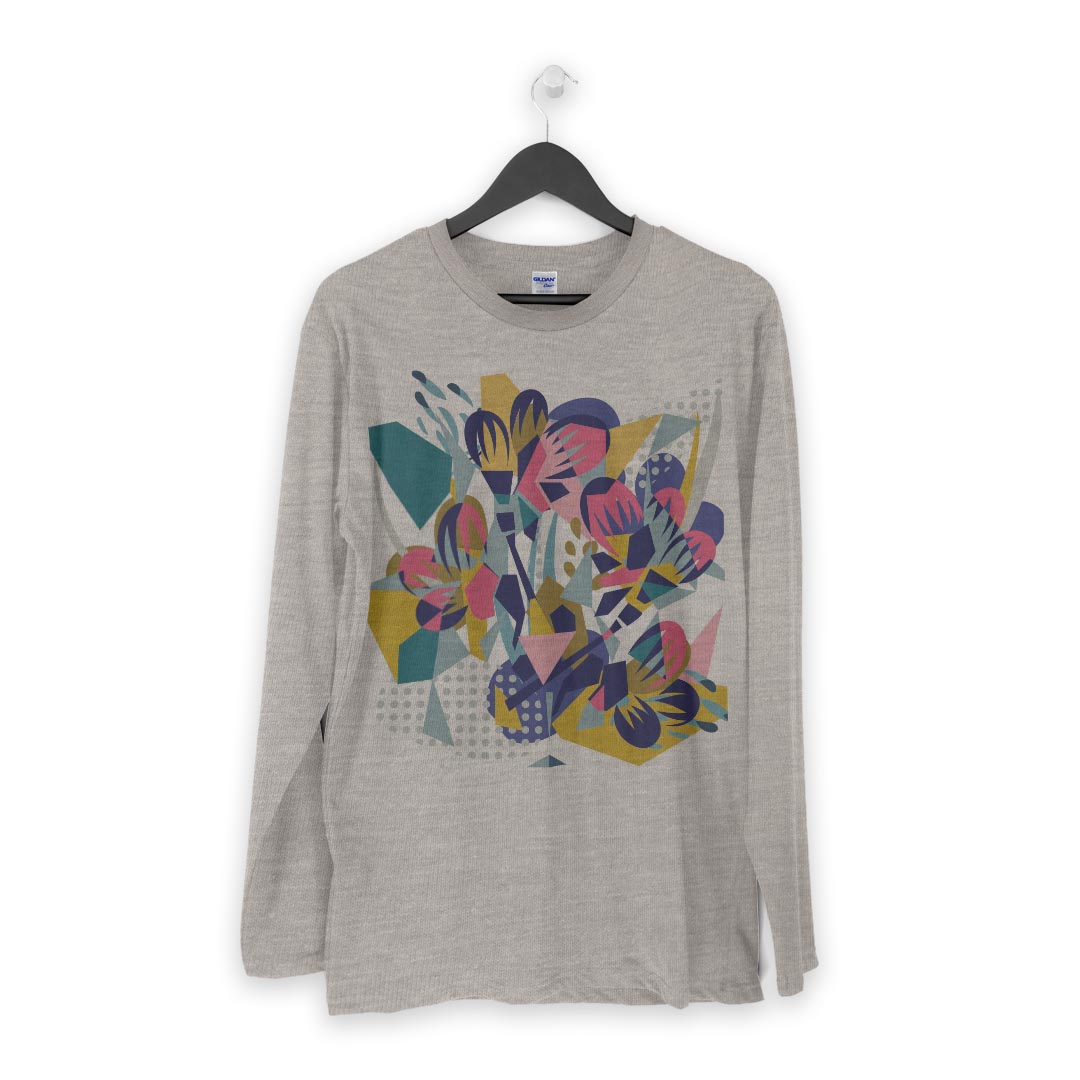 ロング tシャツ メンズ 長袖 ホワイト グレー デザイン XS S M L XL 2XL Tシャツ ティーシャツ T shirt long sleeve 014572 模様　ユニーク　カラフル