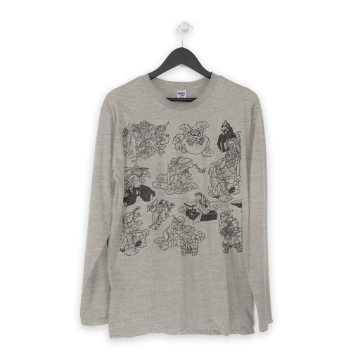 ロング tシャツ メンズ 長袖 ホワイト グレー デザイン XS S M L XL 2XL Tシャツ ティーシャツ T shirt long sleeve 014643 人物 イラスト キャラクター