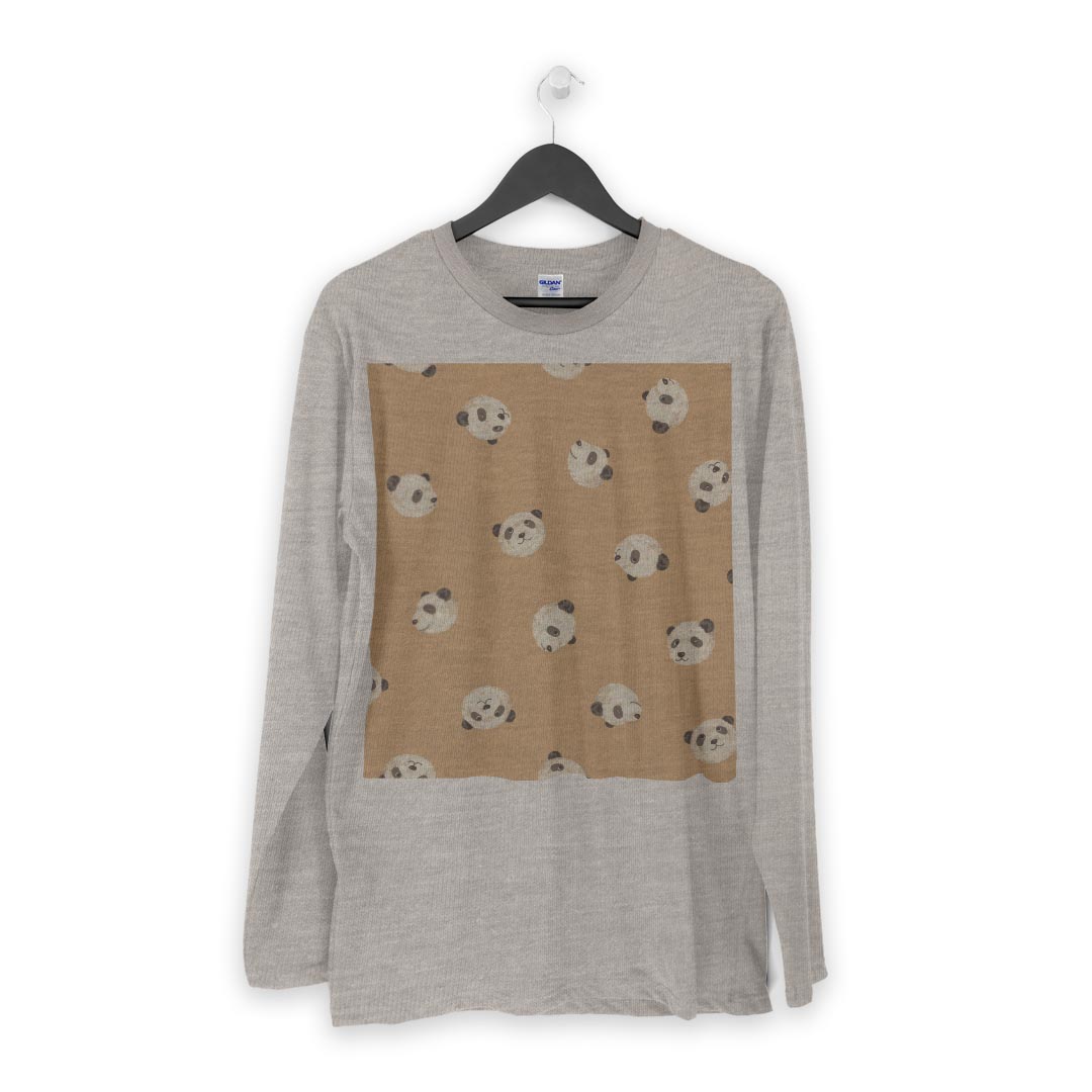 ロング tシャツ メンズ 長袖 ホワイト グレー デザイン XS S M L XL 2XL Tシャツ ティーシャツ T shirt long sleeve 014720 パンダ　動物　アニマル