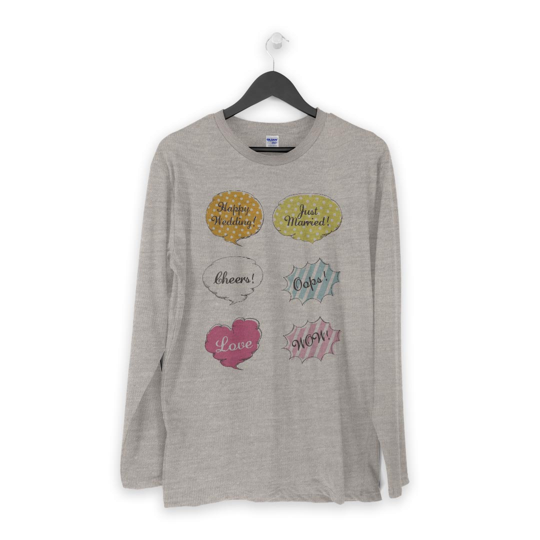 ロング tシャツ メンズ 長袖 ホワイト グレー デザイン XS S M L XL 2XL Tシャツ ティーシャツ T shirt long sleeve 015793 吹き出し　カラフル　おしゃれ