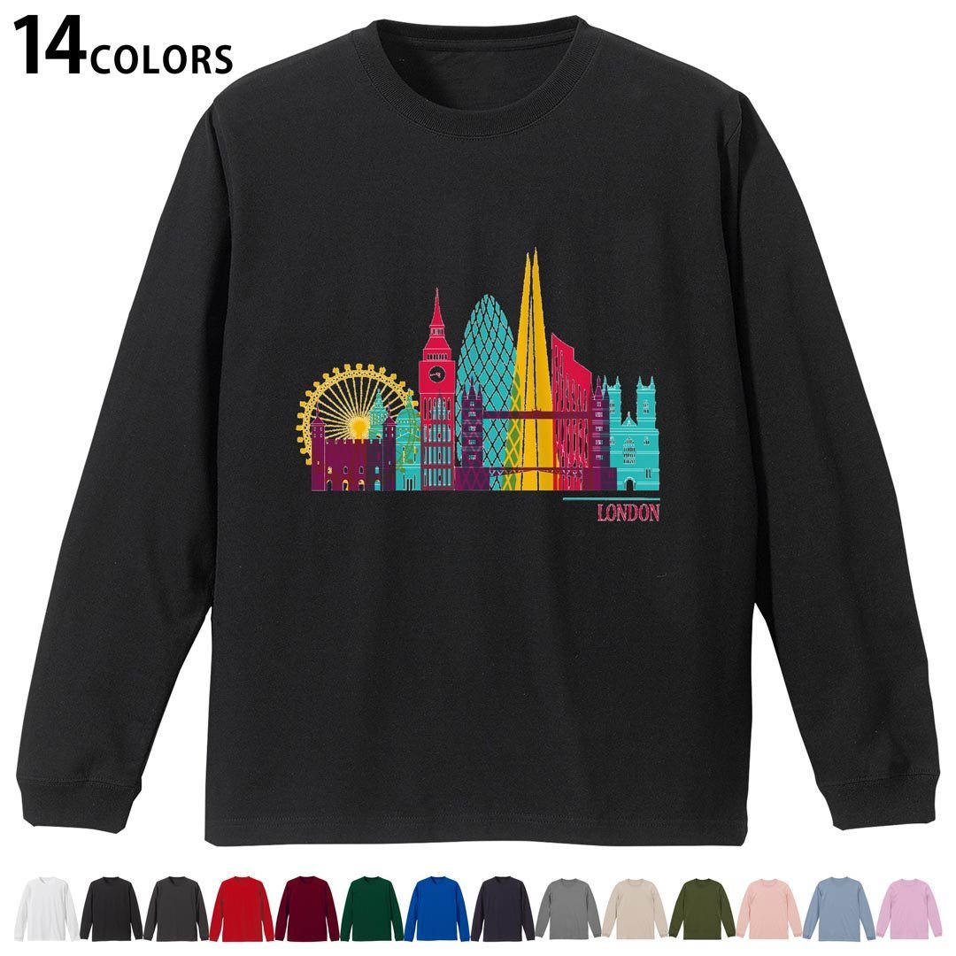 Other - 選べる14カラー 長袖リブ付きTシャツ メンズ レディース ユニセックス unisex 長袖 デザイン XS S M L XL 2XL Tシャツ ロング ティーシャツ T shirt 031742 ロンドン おしゃれ 時計台