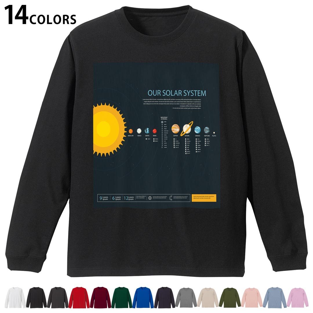 Other - 選べる14カラー 長袖リブ付きTシャツ メンズ レディース ユニセックス unisex 長袖 デザイン XS S M L XL 2XL Tシャツ ロング ティーシャツ T shirt 032367 太陽系 ソーラーシステム