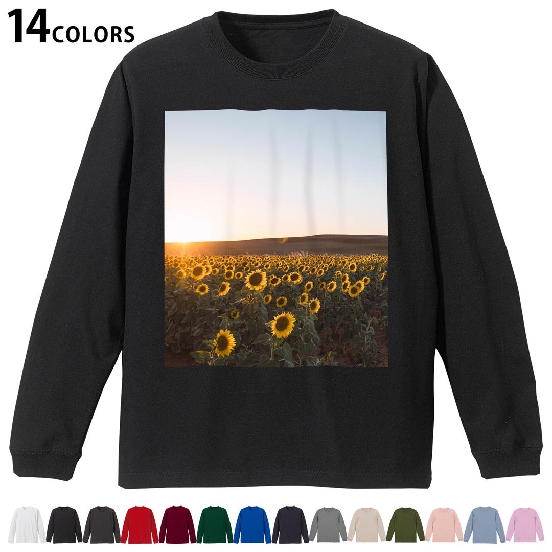 Other - 選べる14カラー 長袖リブ付きTシャツ メンズ レディース ユニセックス unisex 長袖 デザイン XS S M L XL 2XL Tシャツ ロング ティーシャツ T shirt 035650 夏 summer ひまわり フラワー