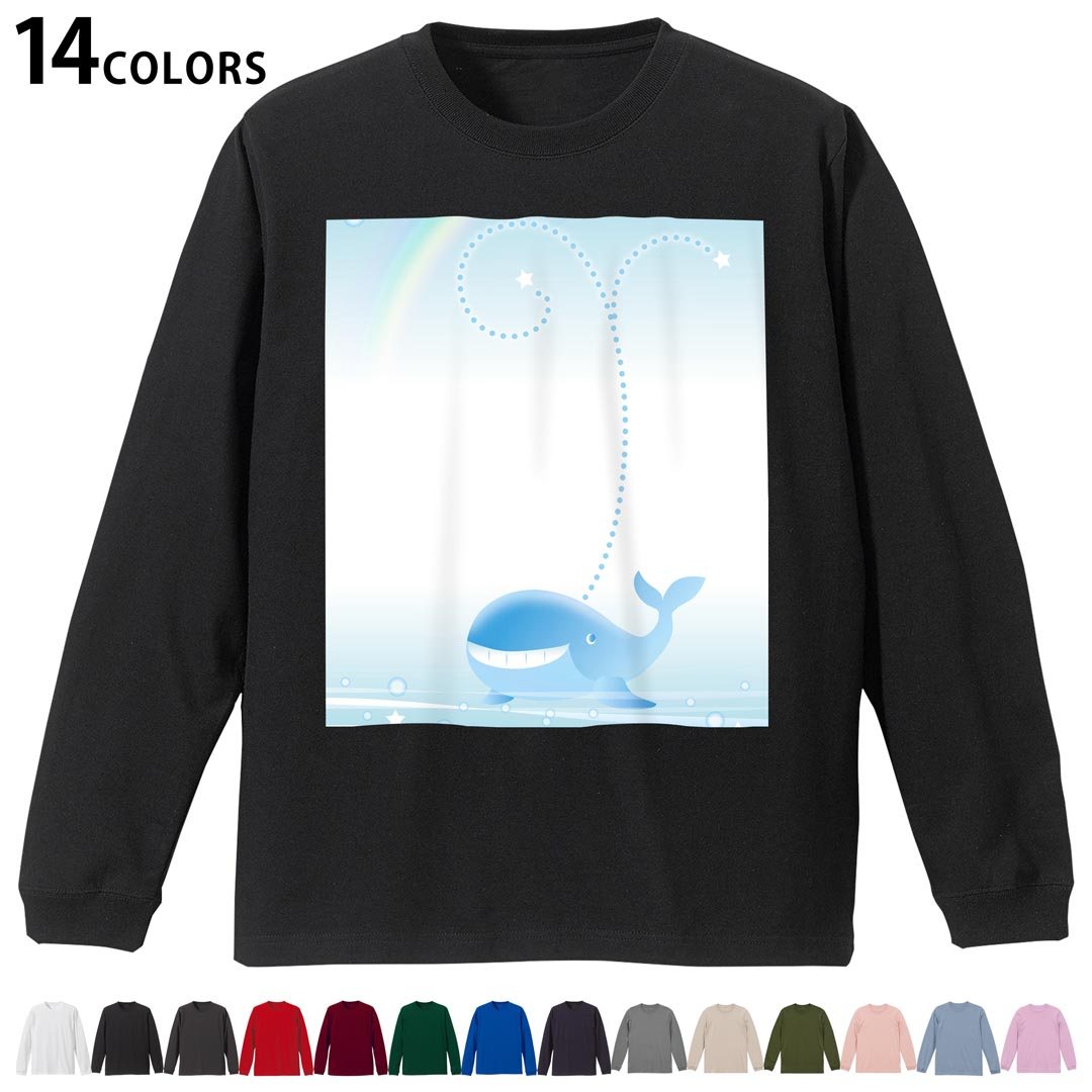 Other - 選べる14カラー 長袖リブ付きTシャツ メンズ レディース ユニセックス unisex 長袖 デザイン XS S M L XL 2XL Tシャツ ロング ティーシャツ T shirt 006162 鯨　くじら　星　スター