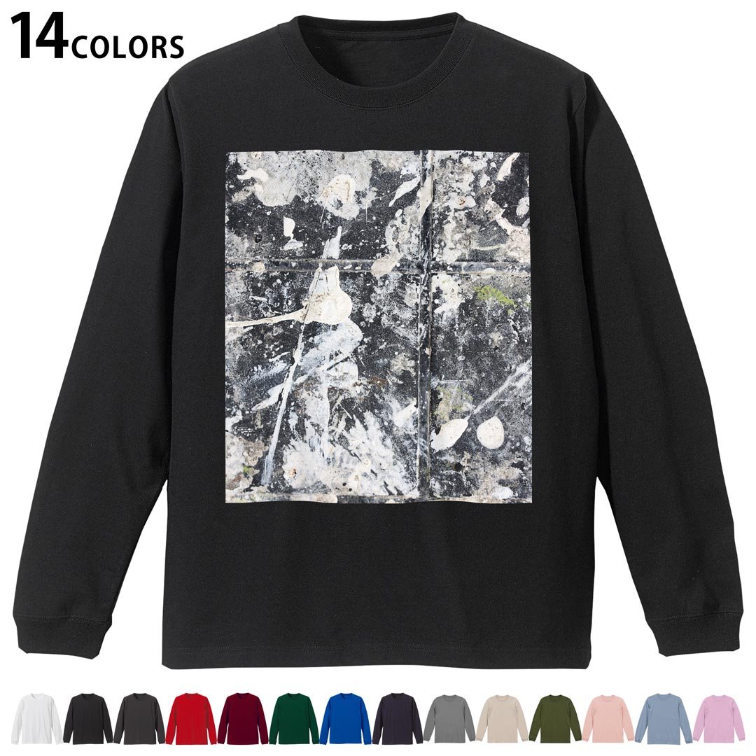 選べる14カラー 長袖リブ付きTシャツ メンズ レディース ユニセックス unisex 長袖 デザイン XS S M L XL 2XL Tシャツ ロング ティーシャツ T shirt 008415 インク　ペンキ　写真　白　ホワイト
