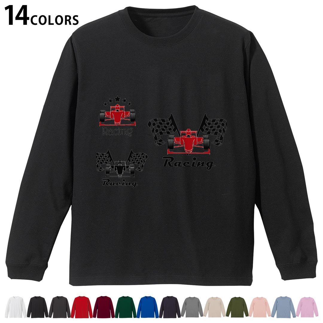 Other - 選べる14カラー 長袖リブ付きTシャツ メンズ レディース ユニセックス unisex 長袖 デザイン XS S M L XL 2XL Tシャツ ロング ティーシャツ T shirt 010155 乗り物　車　レース