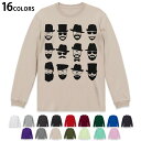 選べる16カラー 長袖リブ付きTシャツ メンズ レディース ユニセックス unisex 長袖 デザイン XS S M L XL 2XL Tシャツ ロング ティーシャツ T shirt 010513 ひげ　めがね　帽子