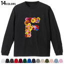 選べる14カラー 長袖リブ付きTシャツ メンズ レディース ユニセックス unisex 長袖 デザイン XS S M L XL 2XL Tシャツ ロング ティーシャツ T shirt 019311 文字 f アルファベット(4)