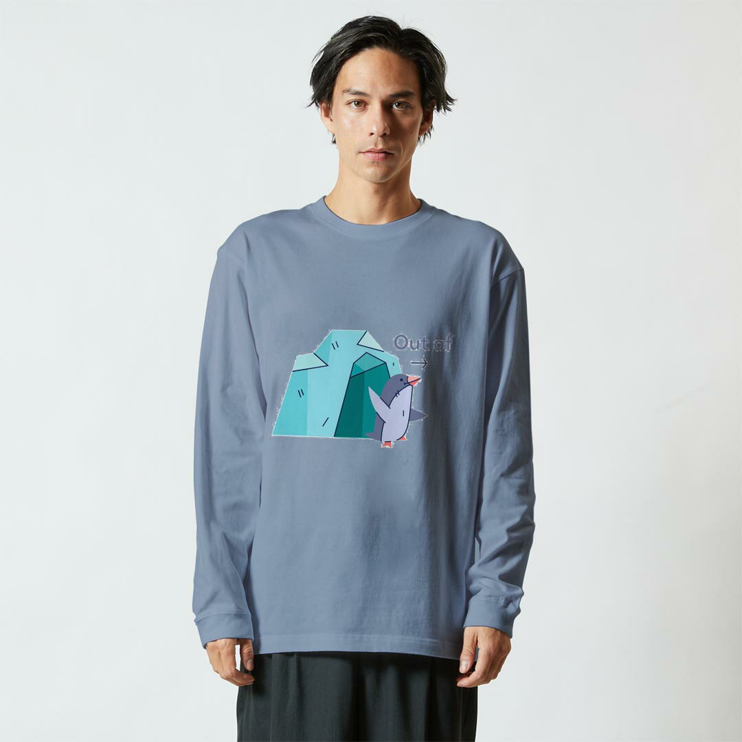 選べる14カラー 長袖リブ付きTシャツ メンズ レディース ユニセックス unisex 長袖 デザイン XS S M L XL 2XL Tシャツ ロング ティーシャツ T shirt 035624 アニマル 動物 ペンギン 鳥