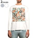 ロング tシャツ メンズ 長袖 ホワイト グレー デザイン XS S M L XL 2XL Tシャツ ティーシャツ T shirt long sleeve 000199(4)