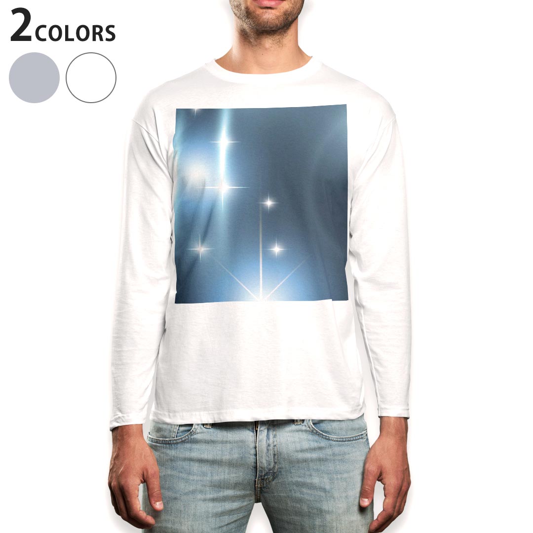楽天kabeコレロング tシャツ メンズ 長袖 ホワイト グレー デザイン XS S M L XL 2XL Tシャツ ティーシャツ T shirt long sleeve 000419 キラキラ　光　青