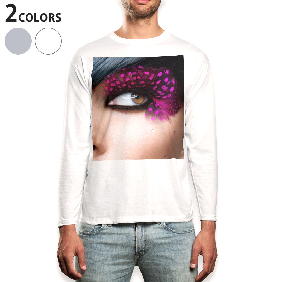 T-Shirts - ロング tシャツ メンズ 長袖 ホワイト グレー デザイン XS S M L XL 2XL Tシャツ ティーシャツ T shirt long sleeve 000435 女の人
