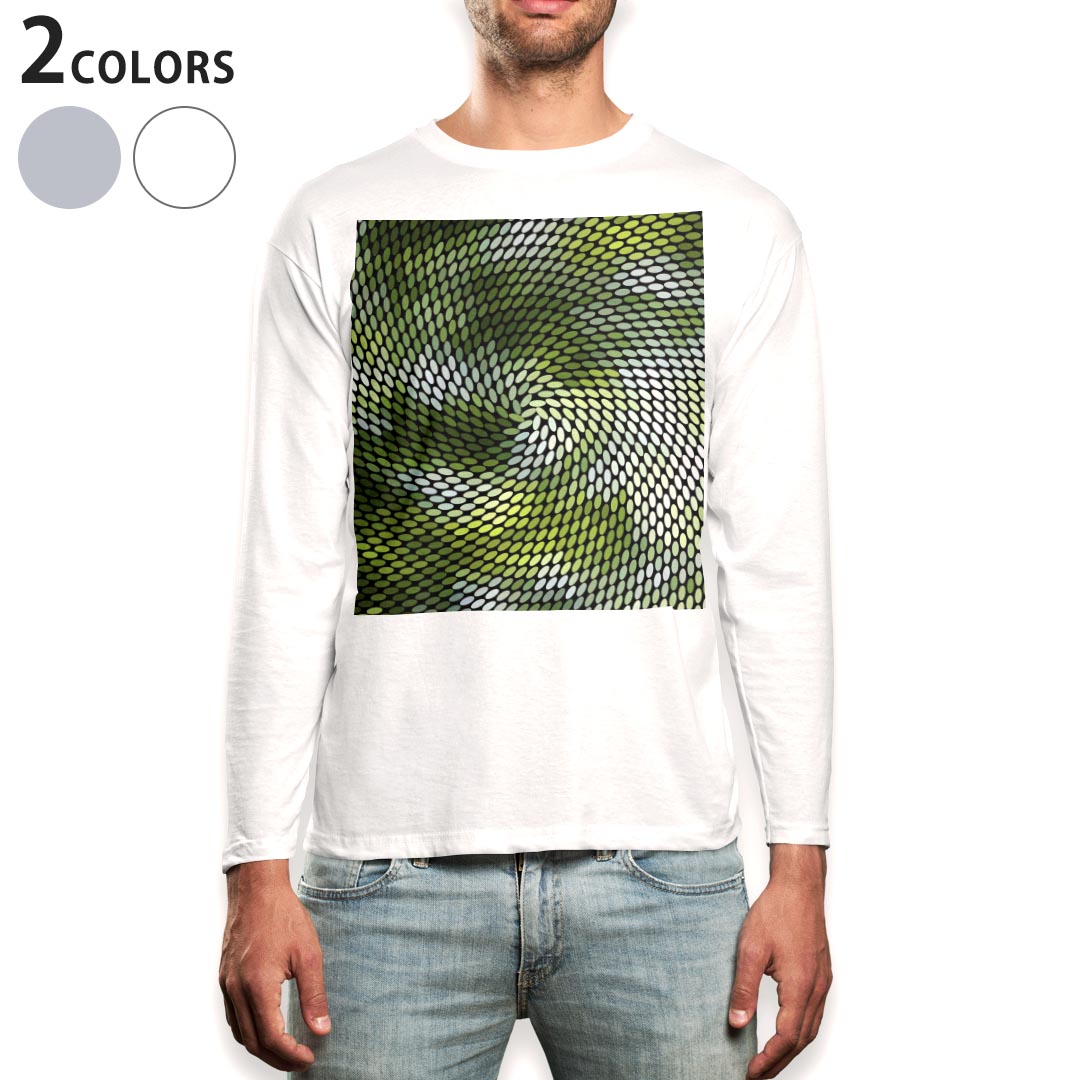 ロング tシャツ メンズ 長袖 ホワイト グレー デザイン XS S M L XL 2XL Tシャツ ティーシャツ T shirt long sleeve 000467 バブル 緑
