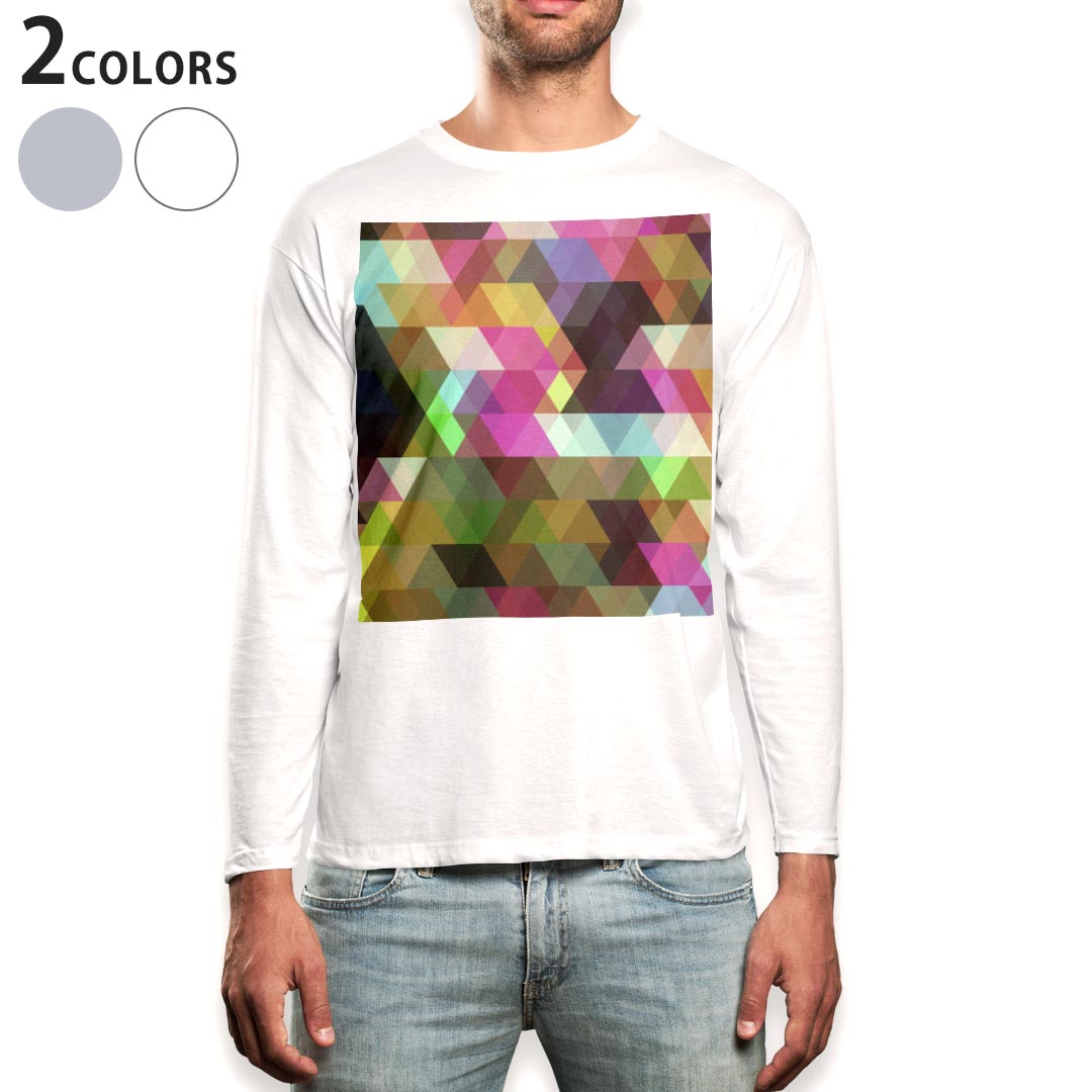 Rakuten - ロング tシャツ メンズ 長袖 ホワイト グレー デザイン XS S M L XL 2XL Tシャツ ティーシャツ T shirt long sleeve 000494 チェック　カラフル