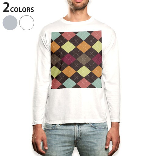 ロング tシャツ メンズ 長袖 ホワイト グレー デザイン XS S M L XL 2XL Tシャツ ティーシャツ T shirt long sleeve 000534 アーガイル カラフル ロング tシャツ メンズ 長袖 ホワイト グレー デザイン XS S M L XL 2XL Tシャツ ティーシャツ T shirt long sleeve 000534 アーガイル カラフル