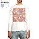 ロング tシャツ メンズ 長袖 ホワイト グレー デザイン XS S M L XL 2XL Tシャツ ティーシャツ T shirt long sleeve 000742 ピンク 花(4)