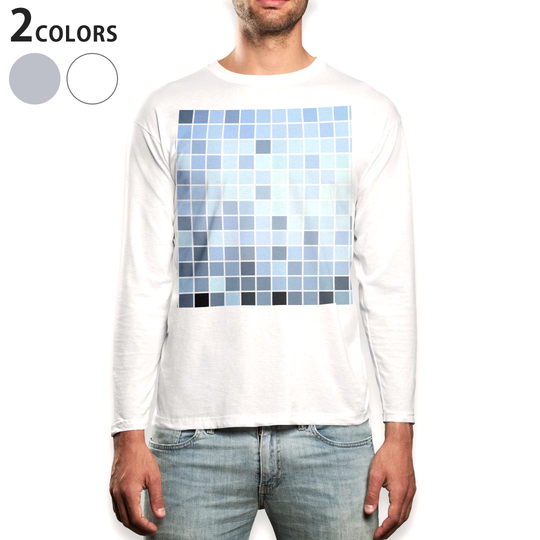 Other - ロング tシャツ メンズ 長袖 ホワイト グレー デザイン XS S M L XL 2XL Tシャツ ティーシャツ T shirt long sleeve 000809 ミラー　四角