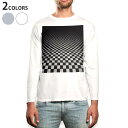 ロング tシャツ メンズ 長袖 ホワイト グレー デザイン XS S M L XL 2XL Tシャツ ティーシャツ T shirt long sleeve 000845 市松模様 グラデーション