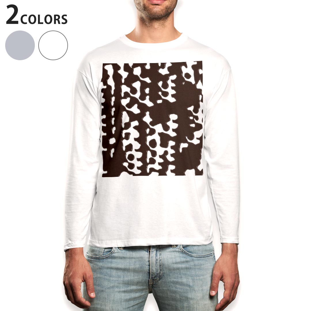 ロング tシャツ メンズ 長袖 ホワイト グレー デザイン XS S M L XL 2XL Tシャツ ティーシャツ T shirt long sleeve 000857 水玉 チョコ