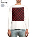 ロング tシャツ メンズ 長袖 ホワイト グレー デザイン XS S M L XL 2XL Tシャツ ティーシャツ T shirt long sleeve 000892 チェック 赤(4)