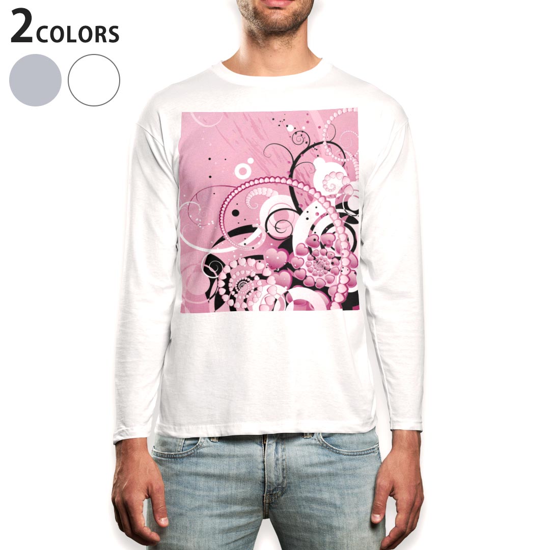 Other - ロング tシャツ メンズ 長袖 ホワイト グレー デザイン XS S M L XL 2XL Tシャツ ティーシャツ T shirt long sleeve 001078 ピンク　ハート