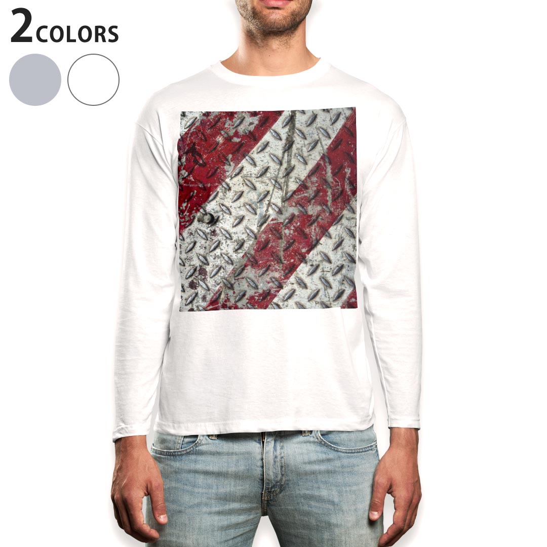 ロング tシャツ メンズ 長袖 ホワイト グレー デザイン XS S M L XL 2XL Tシャツ ティーシャツ T shirt long sleeve 001122 メタル　カーボン
