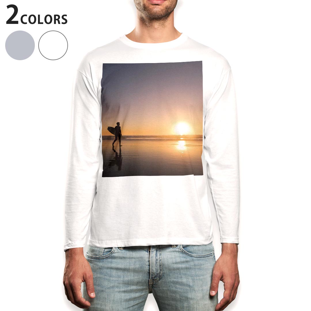 ロングtシャツメンズ長袖ホワイトグ...