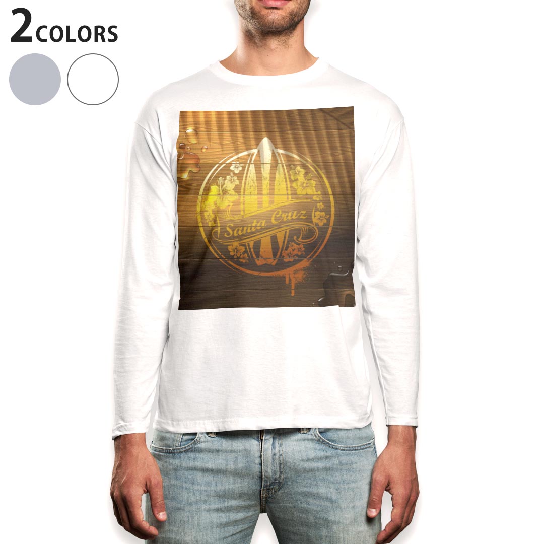 ロング tシャツ メンズ 長袖 ホワイト グレー デザイン XS S M L XL 2XL Tシャツ ティーシャツ T shirt long sleeve 001230 サーフィン　ハワイ