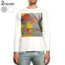 ロング tシャツ メンズ 長袖 ホワイト グレー デザイン XS S M L XL 2XL Tシャツ ティーシャツ T shirt long sleeve 001289 紅葉 秋(4)