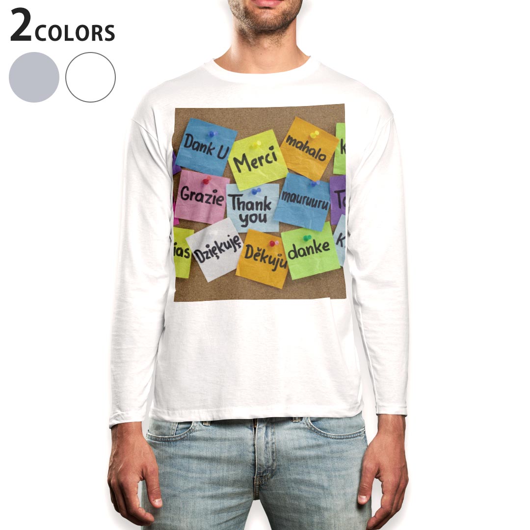 Other - ロング tシャツ メンズ 長袖 ホワイト グレー デザイン XS S M L XL 2XL Tシャツ ティーシャツ T shirt long sleeve 001550 カラフル　コルクボード