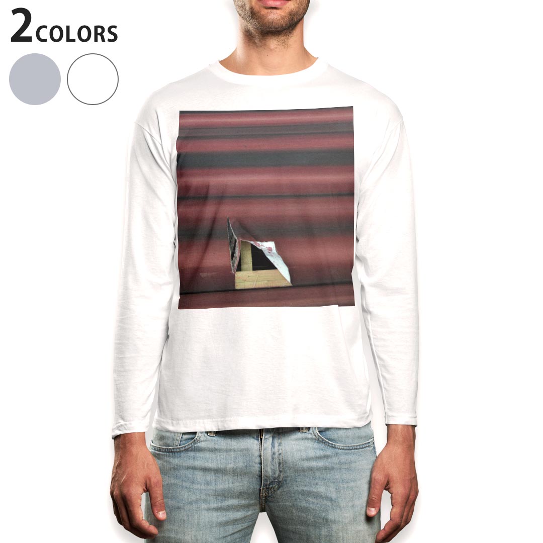 ロング tシャツ メンズ 長袖 ホワイト グレー デザイン XS S M L XL 2XL Tシャツ ティーシャツ T shirt long sleeve 001558 段ボール