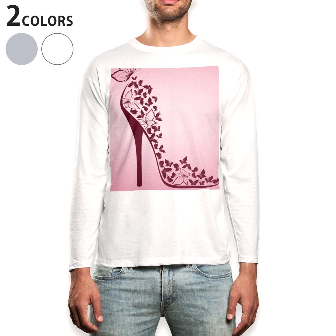 楽天kabeコレロング tシャツ メンズ 長袖 ホワイト グレー デザイン XS S M L XL 2XL Tシャツ ティーシャツ T shirt long sleeve 001579 ヒール　パンプス　靴　蝶