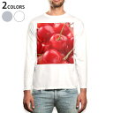 ロング tシャツ メンズ 長袖 ホワイト グレー デザイン XS S M L XL 2XL Tシャツ ティーシャツ T shirt long sleeve 001597 さくらんぼ 果実