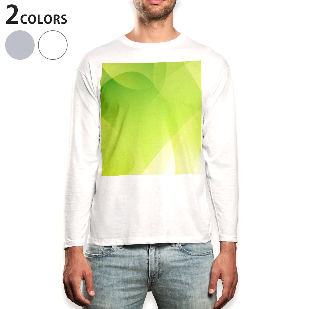 ロング tシャツ メンズ 長袖 ホワイト グレー デザイン XS S M L XL 2XL Tシャツ ティーシャツ T shirt long sleeve 001815 シンプル　模様　緑