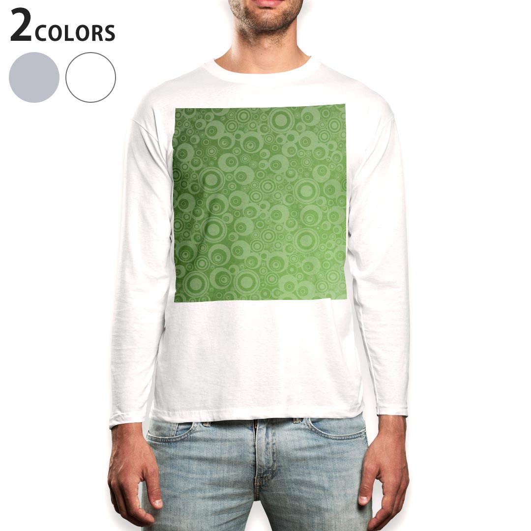 Other - ロング tシャツ メンズ 長袖 ホワイト グレー デザイン XS S M L XL 2XL Tシャツ ティーシャツ T shirt long sleeve 001833 シンプル　模様　緑