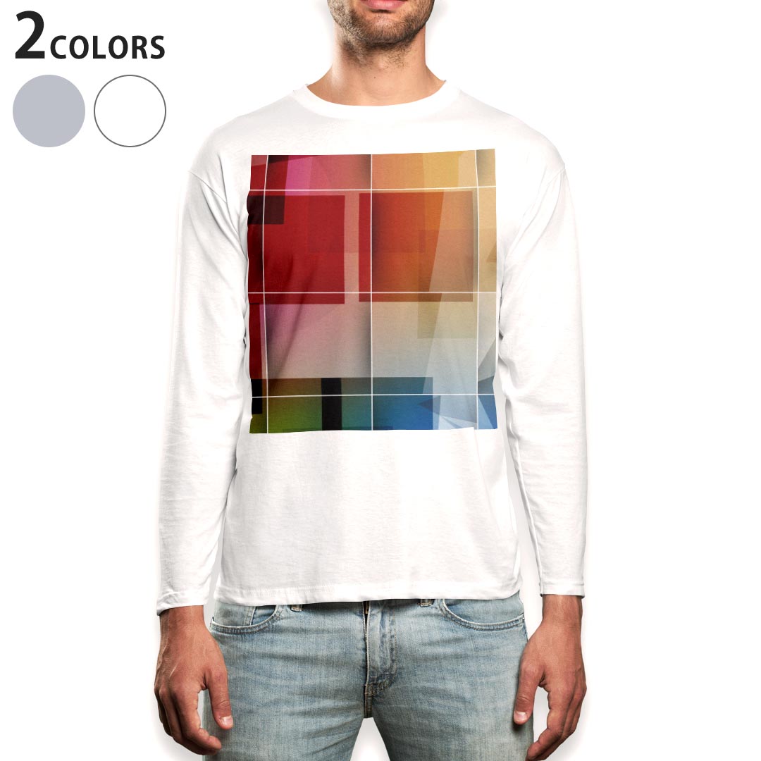 ロング tシャツ メンズ 長袖 ホワイト グレー デザイン XS S M L XL 2XL Tシャツ ティーシャツ T shirt long sleeve 001945 模様　シンプル　カラフル(4.0)