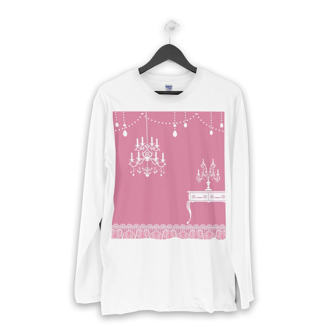 ロング tシャツ メンズ 長袖 ホワイト グレー デザイン XS S M L XL 2XL Tシャツ ティーシャツ T shirt long sleeve 000134 ピンク　模様　家具