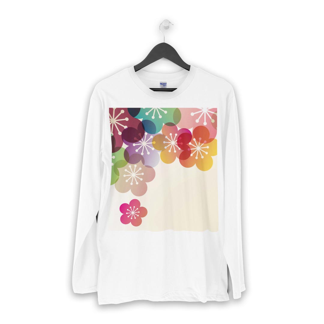 ロング tシャツ メンズ 長袖 ホワイト グレー デザイン XS S M L XL 2XL Tシャツ ティーシャツ T shirt long sleeve 000214 和柄　梅　はな　花
