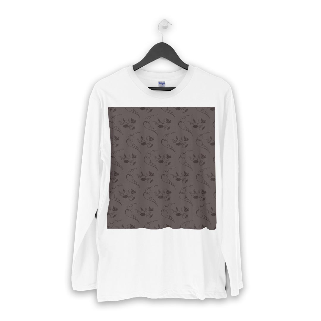 ロング tシャツ メンズ 長袖 ホワイト グレー デザイン XS S M L XL 2XL Tシャツ ティーシャツ T shirt long sleeve 000397 ペイズリー　ダマスク　花