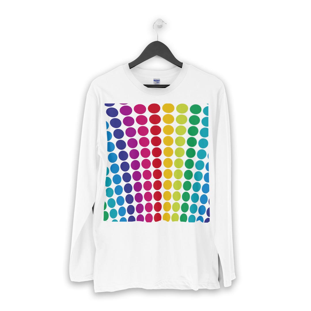 ロング tシャツ メンズ 長袖 ホワイト グレー デザイン XS S M L XL 2XL Tシャツ ティーシャツ T shirt long sleeve 000506 ドット　レインボー