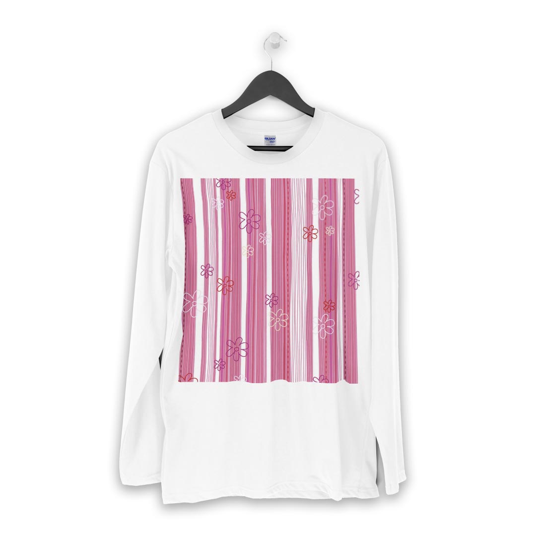 ロング tシャツ メンズ 長袖 ホワイト グレー デザイン XS S M L XL 2XL Tシャツ ティーシャツ T shirt long sleeve 000694 花　ストライプ