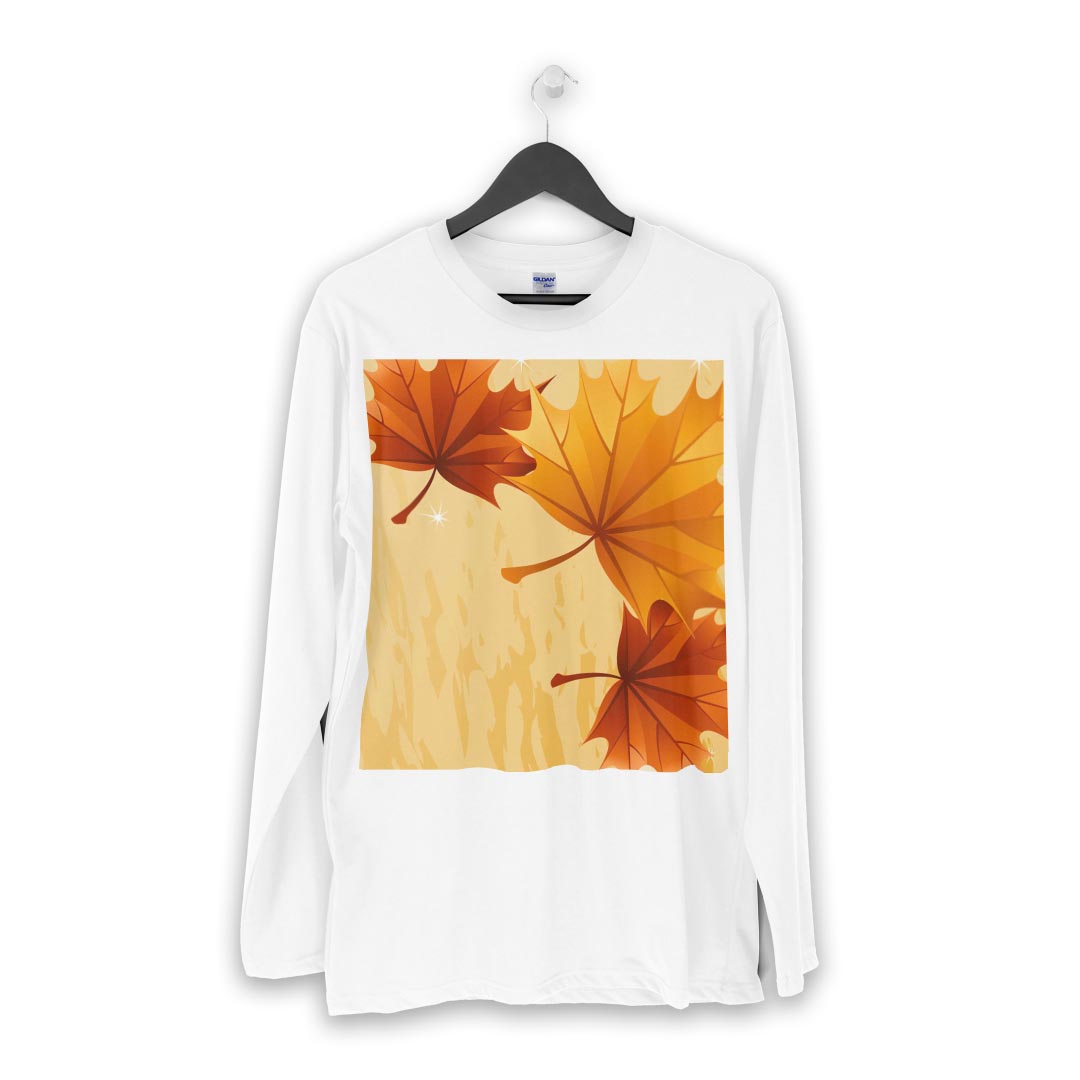 ロング tシャツ メンズ 長袖 ホワイト グレー デザイン XS S M L XL 2XL Tシャツ ティーシャツ T shirt long sleeve 001301 紅葉　秋