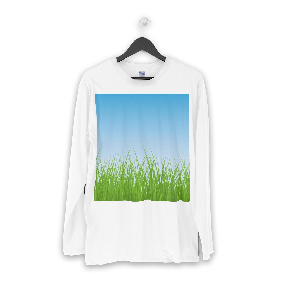 ロング tシャツ メンズ 長袖 ホワイト グレー デザイン XS S M L XL 2XL Tシャツ ティーシャツ T shirt long sleeve 001394 草